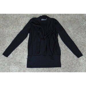 Womens Tunic Shirt XS Black Long Sleeve Draped Neck Banded Hem Top Simonton